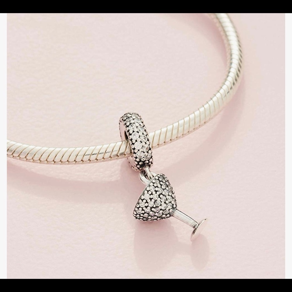 Pandora Pave’ Cocktail Martini Glass Dangle Charm * NWT